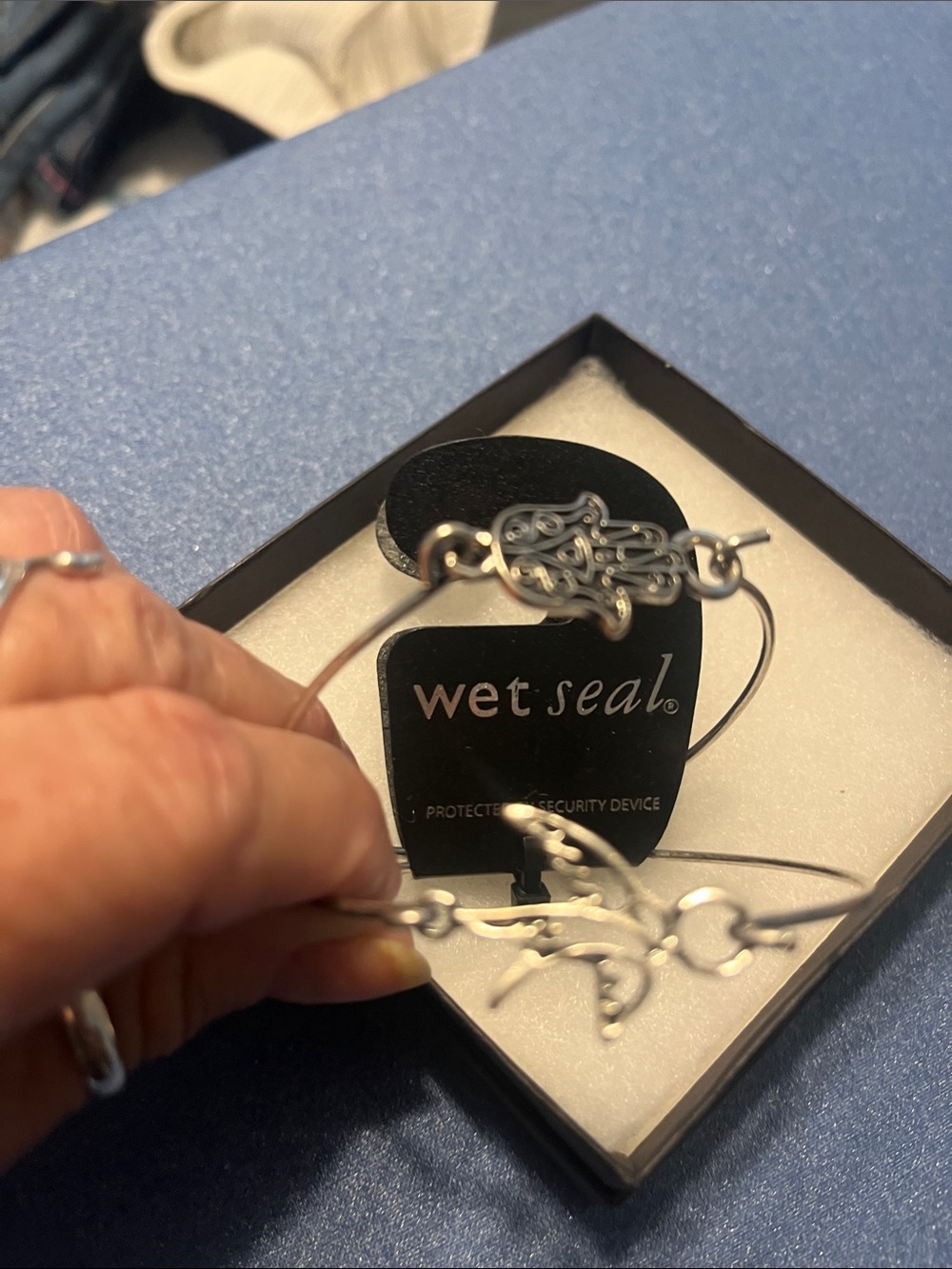 Wet Seal Silver Hamsa Charm Bangle Set